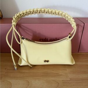NEW Cult Gaia Osa Braided Leather Shoulder Bag Buttercream Pale Yellow